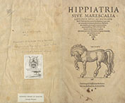 Title page with large woodcut of horse facing left with uplifted right foot