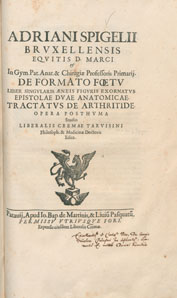 A title page in Latin decorated with a griffin. There is a handwritten annotation at the bottom.
