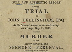Pamphlet cover with a summary of the trial, print and publishing information, and a library stamp from the Surgeon General’s Office Library.