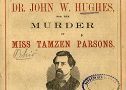 Pamphlet cover with an illustration of Dr. John W. Hughes, content summary, print and publishing information, and a stamp from the Surgeon General’s Office Library.