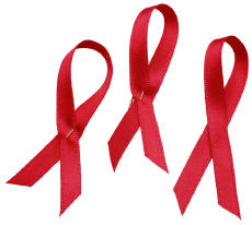 Photograph of 3 AIDS awareness ribbons