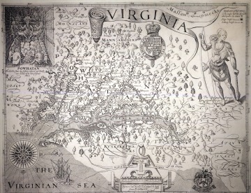 Map of Virigina, 1612 with Powhatan in Upper Left Corner
