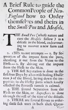 [Smallpox: Brief Rule to Guide the Common People of New England]