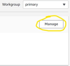 Highlighting manage button in Athena Settings page