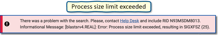 Error message for Process limit exceeded