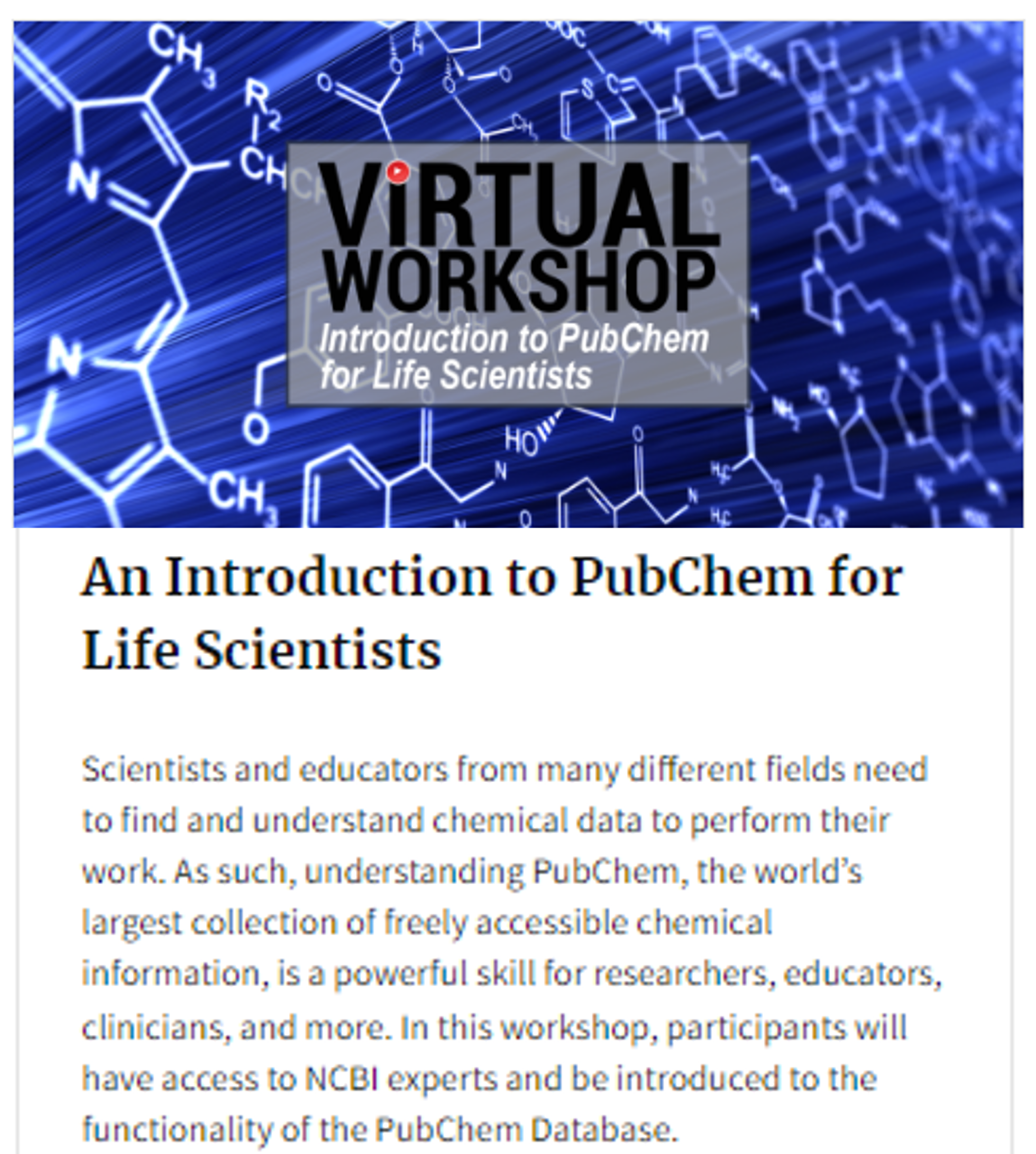 Description of PubChem Workshop
