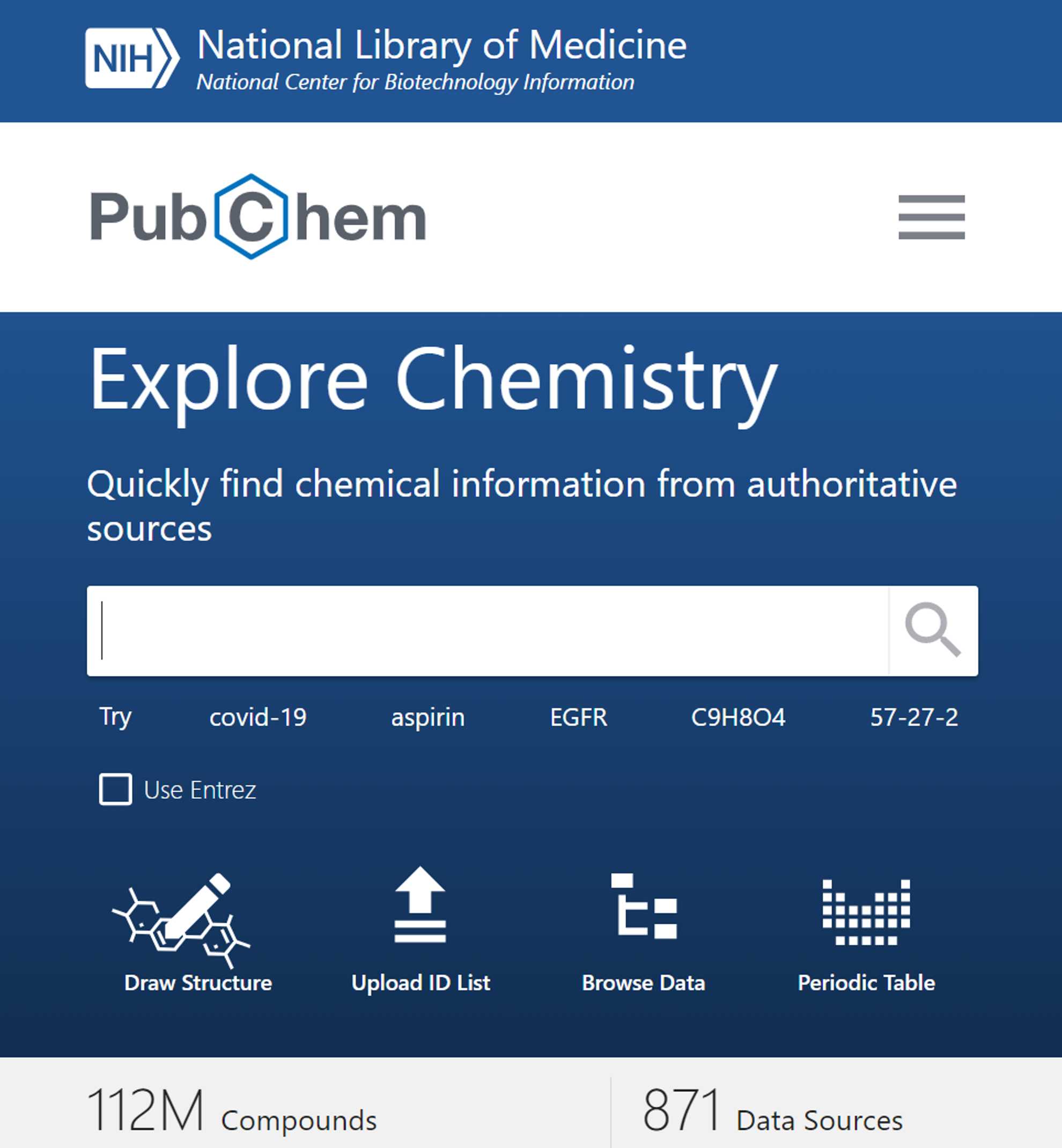 PubChem's Homepage
