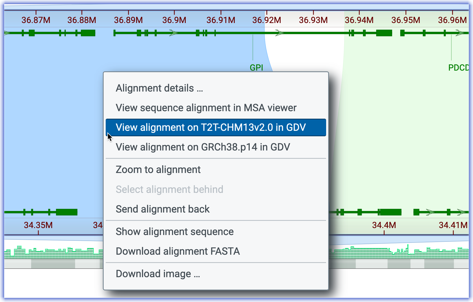 Right-click in alignment