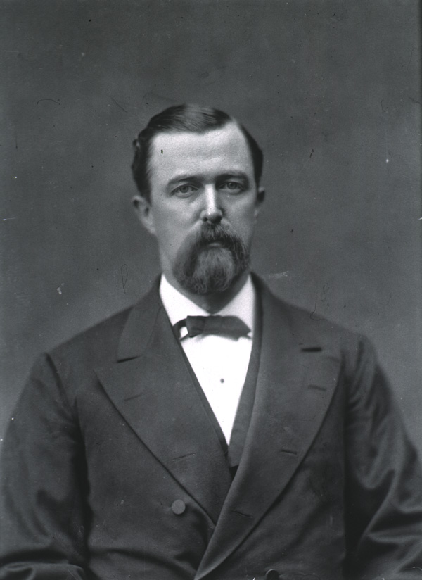 A 19th-century, black-and-white, photographic portrait of a white man