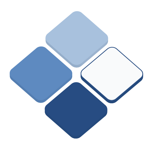 Common Data Elements Logo with four diamonds, different shades of blue