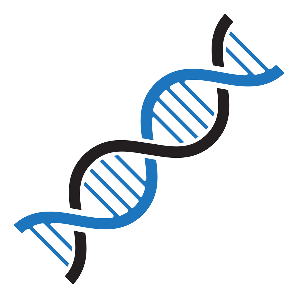 DNA icon. Black and blue colors.