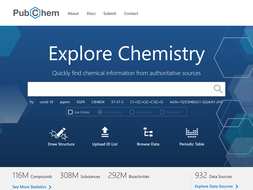 PubChem homepage screen shot