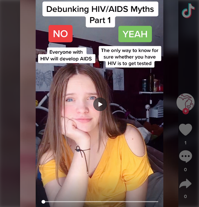 screenshot of Debunking HIV/AIDS Myths TikTok video