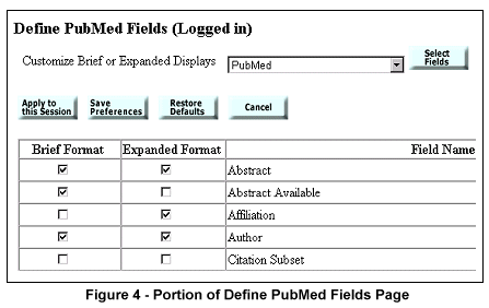 Portion of define PubMed fields page