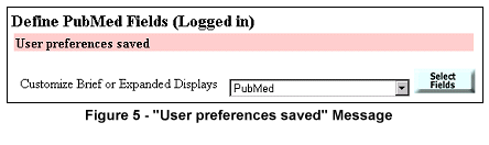User preferences saved Message