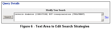 Text Area to Edit Search Strategies