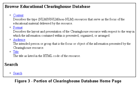 Portion of Clearinghouse Database Home Page