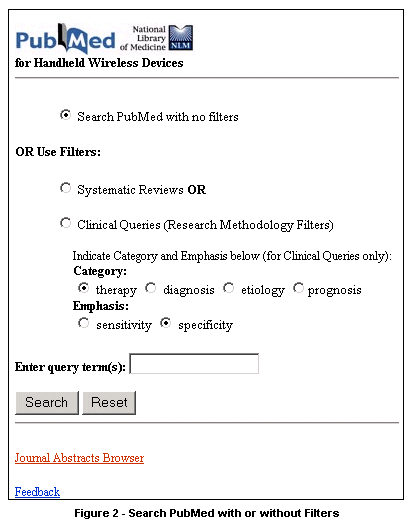 Figure 2: Search PubMed with or without Filters