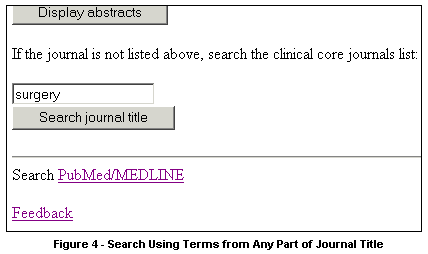 Figure 4: Search Using Terms from Any Part of Journal Title