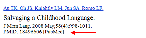 Screen capture of PubMed record with the status tag.