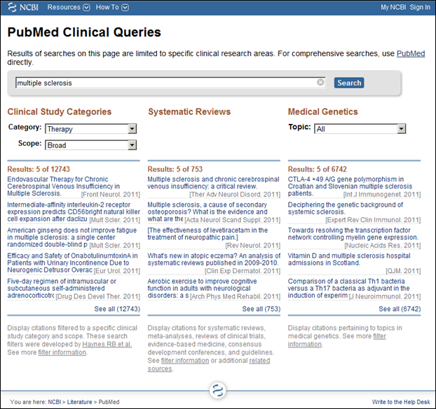 PubMed Clinical Queries