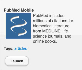 Screenshot of the Entry Page for PubMed Mobile.