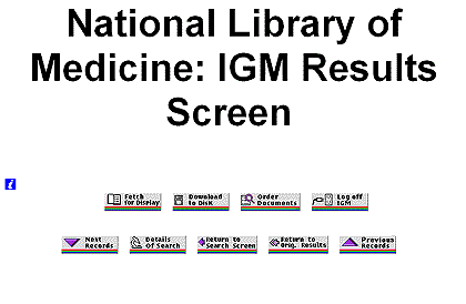 Screen Shot of Internet Grateful Med V2.6 - IGM Results Screen
