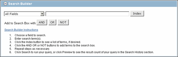 Screen capture of Advanced Search Builder Instruction.