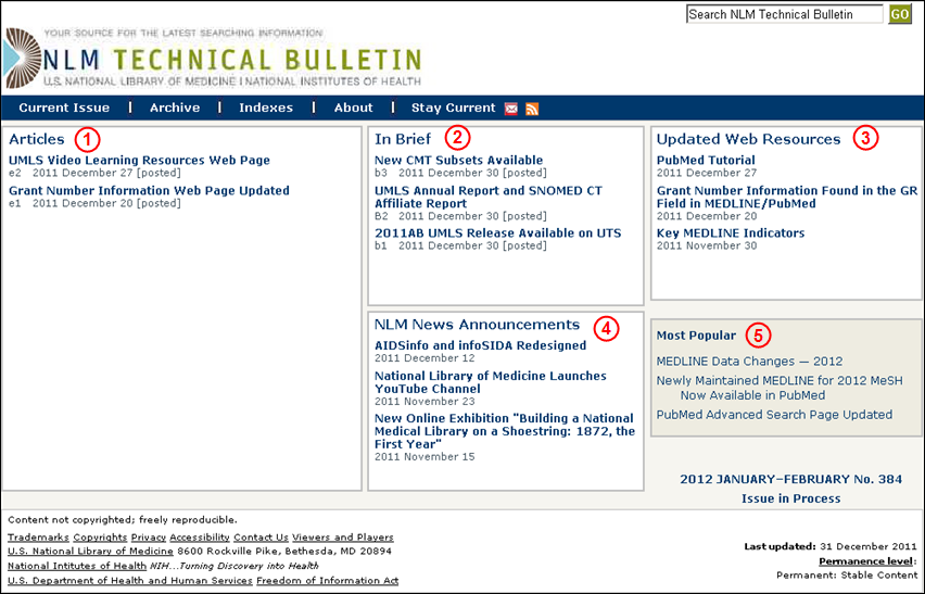 Screen capture of Redesigned TB current issue homepage page.