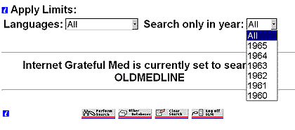 Selecting a Year Limit in OLDMEDLINE in IGM
