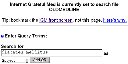 Searching a Multi-word MeSH Heading in OLDMEDLINE in IGM