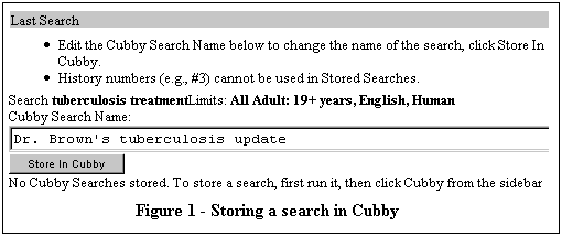 Storing a search in cubby