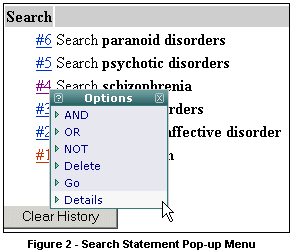 Figure 2: Search Statement Pop-up Menu