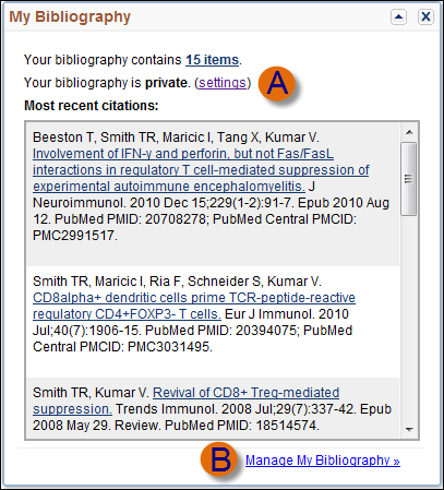 Screen capture of Collections window.