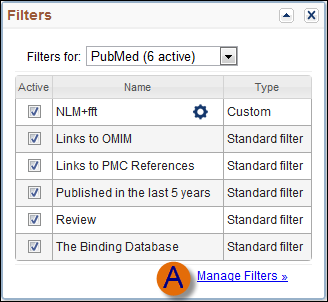 Screen capture of Filters window.