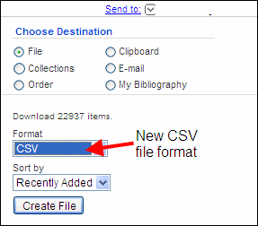 Screen capture of PubMed Save PubMed Data in CSV Format.