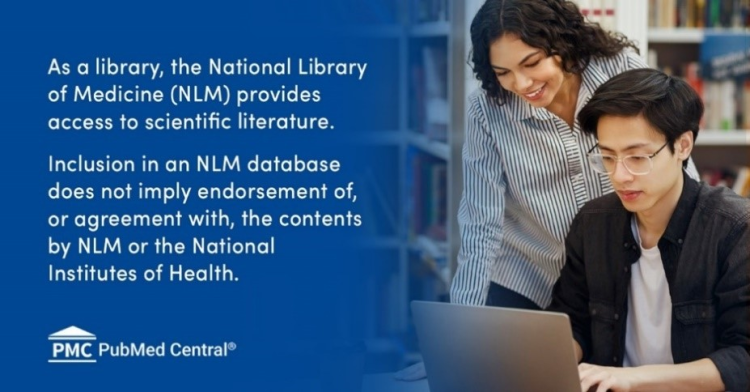 The disclaimer is written to the left, with the PMC logo directly below. Two young people looking a laptop to the right.