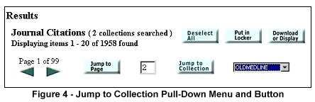 Jump to collection pull-down menu and button