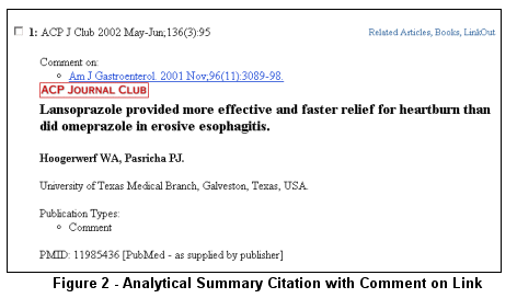 Linking Medline Citations To Evidence Based Medicine Assessments And Summaries Nlm Technical Bulletin May Jun 02