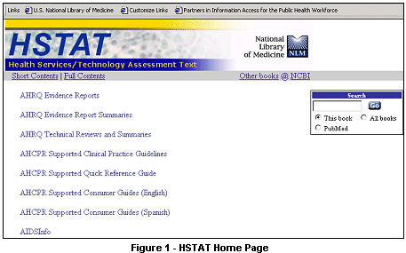 Figure 1: HSTAT Home Page