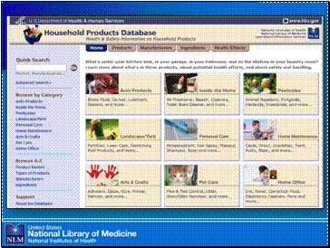Screenshot/image of Household Products Database homepage