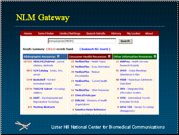 NLM Gateway results page for Immunization [MeSH]