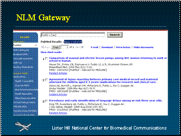 Results display from PubMed, showing link to full text at producer site