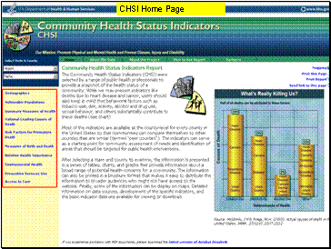 Screen shot of CHSI home page (anticipated design, since site not live until fully vetted within HHS)