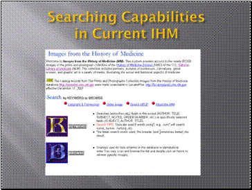 Searching Capabilities in Current IHM