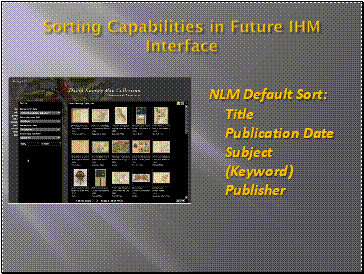 Sorting Capabilities in Future IHM Interface