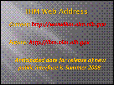 IHM Web Address