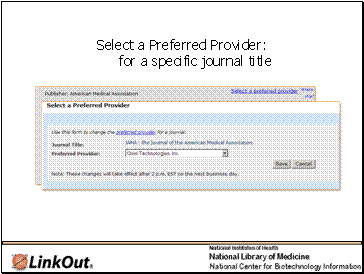 Select a Preferred Provider:  for a specific journal title
