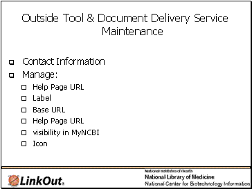 Outside Tool & Document Delivery Service Maintenance