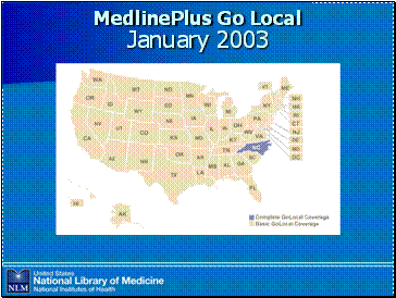 MedlinePlus Go Local distribution map for January 2003